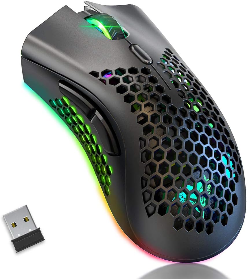 Bengoo KM-1 Rechargeable Wireless RGB Gaming Mouse - Ultra-Lightweight, Honeycomb Design, High Precision