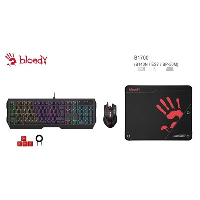 Bloody B1700 NEON Gaming Desktop Keyboard & Mouse Black