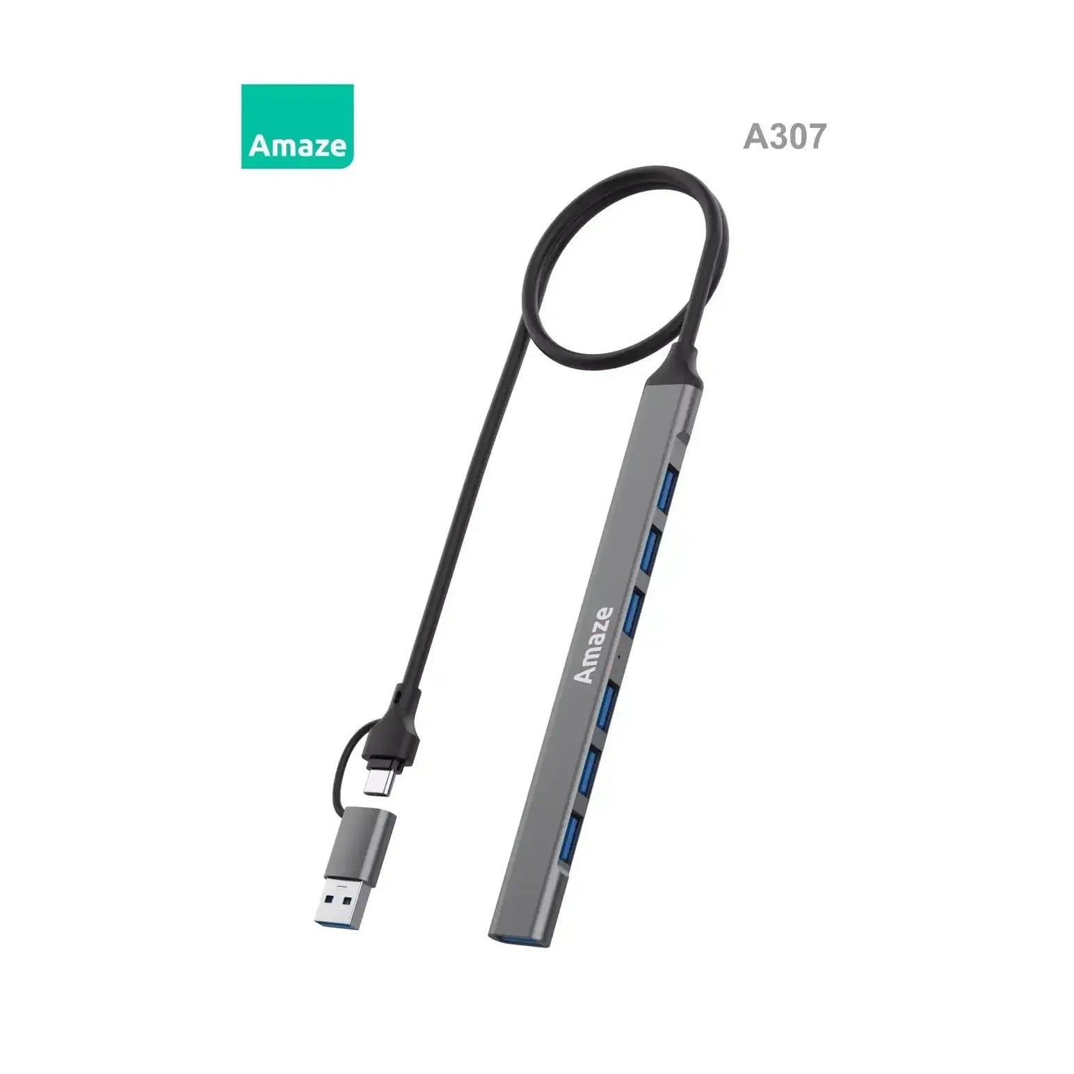 AMAZE 7-IN-2 USB3.0 + TYPE C 7PORT USB HUB A307