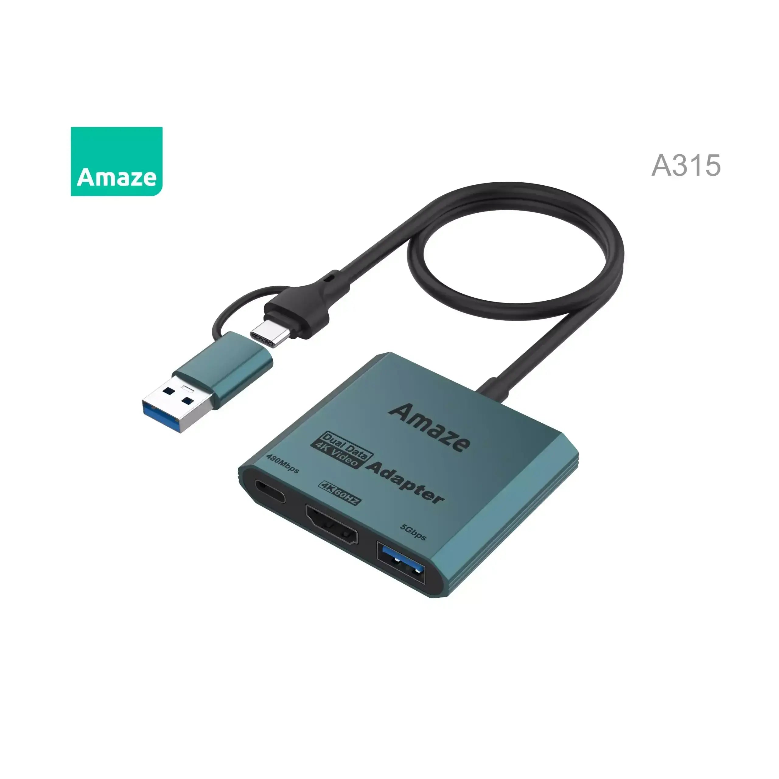 AMAZE A315 TYPE C + USB TO HDMI 4K 60HZ+USB3.0+TYPEC HUB
