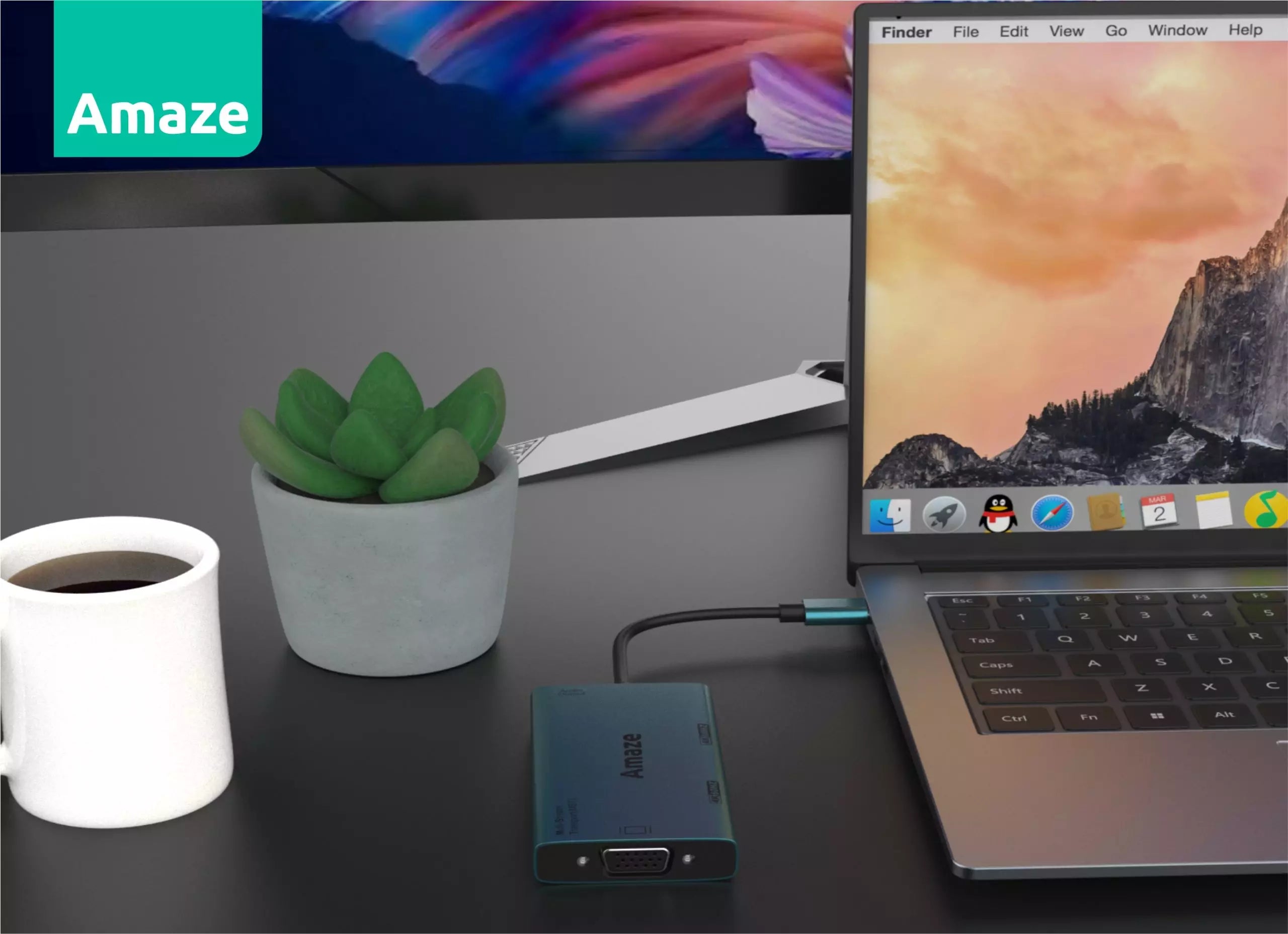 AMAZE A324 Type C to Dual HDMI + VGA + Audio Hub