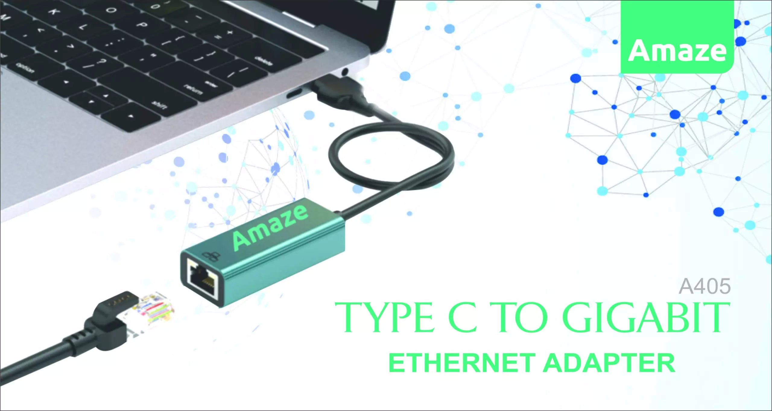 AMAZE A405 TYPE C TO GIGABIT ETHERNET ADAPTER
