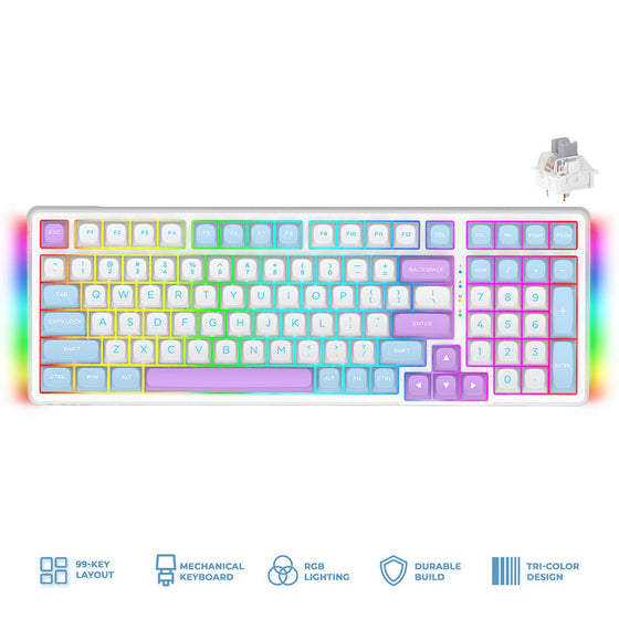 E-YOOSO Z-99 RGB 99-Key Mechanical Keyboard White Blue Purple