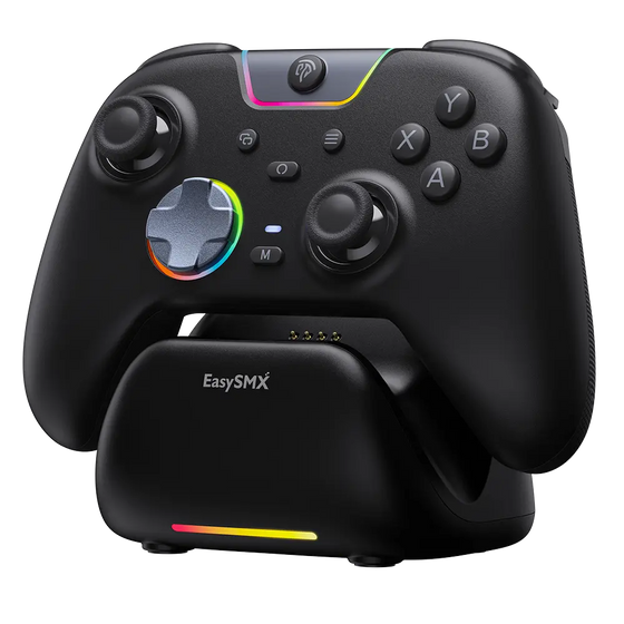 EasySMX wireless controller with charging dock front view white background