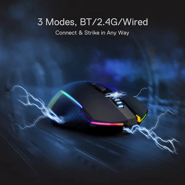 Redragon Trident Pro M693 RGB Wired, Wireless, And Bluetooth Mouse