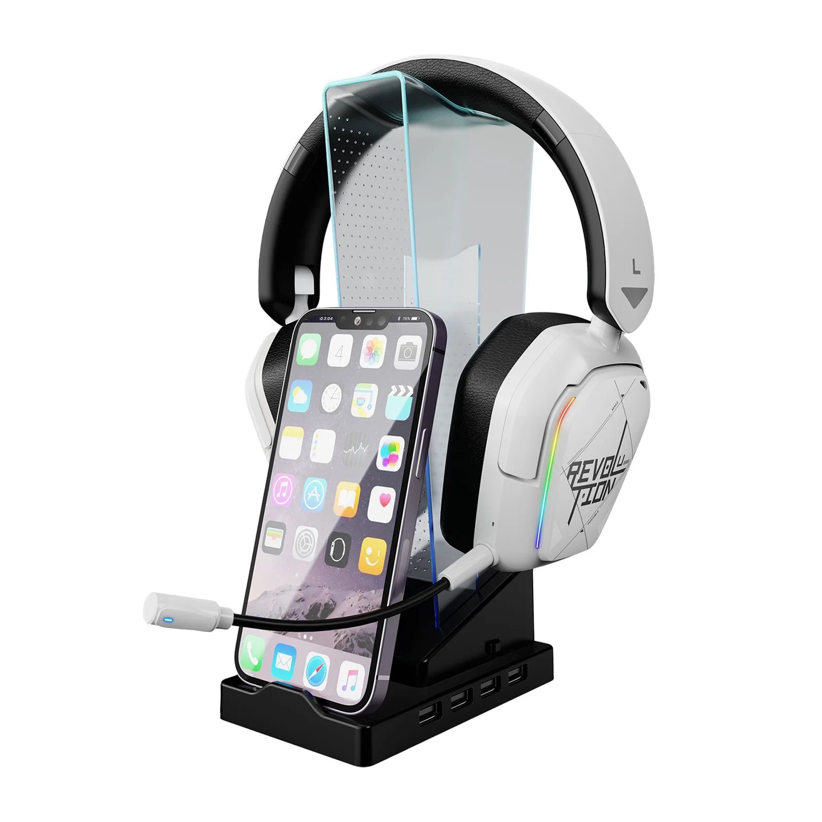 Xtrike Me HT-09 Headphone RGB Stand with Phone Holder and USB HUB 4 Ports