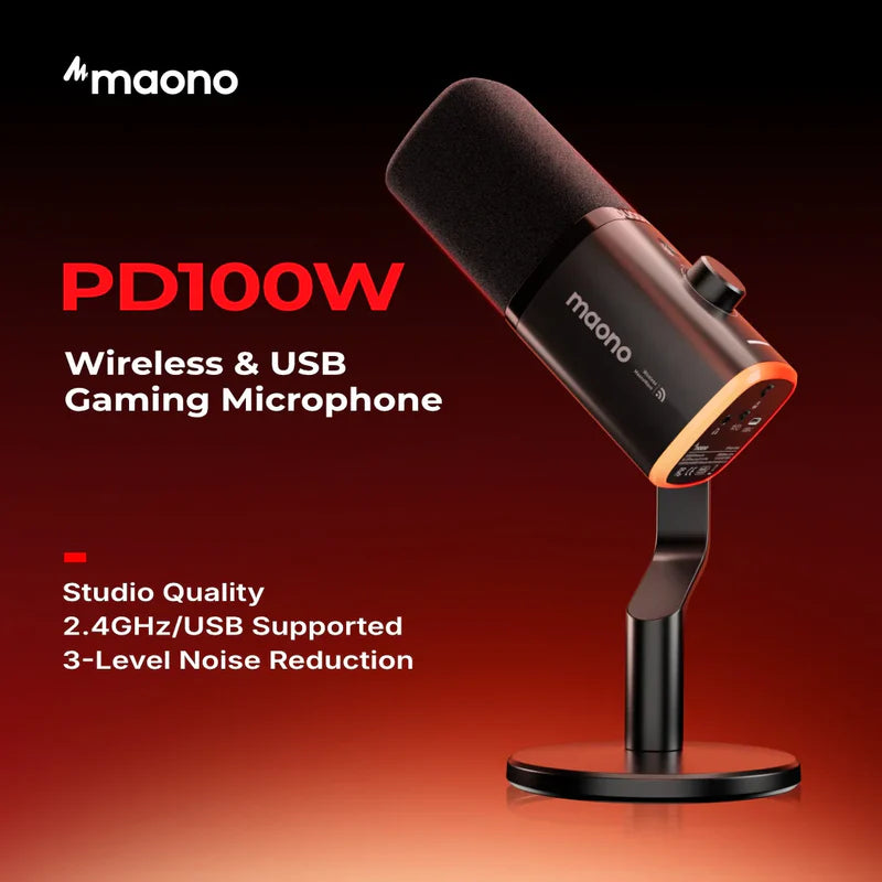 Maono PD100W Wireless & USB Dynamic Microphone For Game Streaming