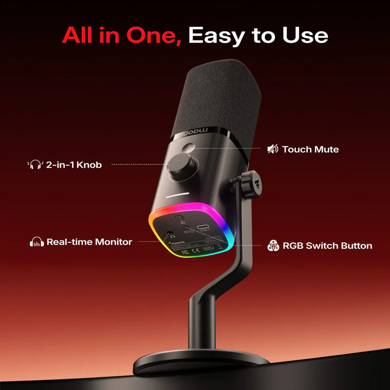 Maono PD100W Wireless & USB Dynamic Microphone For Game Streaming