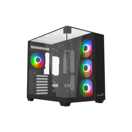 Thunder Battle Station TGC-666 Case – Black – Three sided tempered glass panels - Gaming Wala Bhai