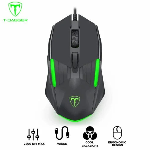 T-DAGGER TGM116 Blaze Wired Ergonomic Gaming Mouse 2400DPI with 6 Buttons