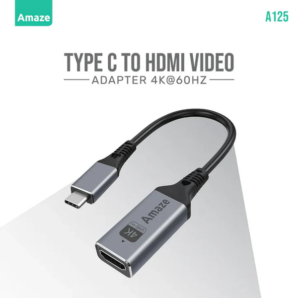 AMAZE TYPE C TO HDMI VIDEO ADAPTER 4K@60HZ | A125 - Gaming Wala Bhai