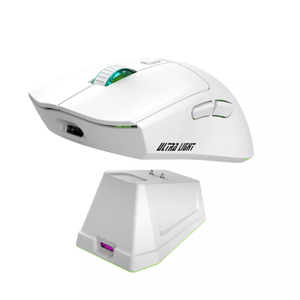 JEDEL WD139 Rechargeable Wireless + Bluetooth Double Mode and Rechargeable Gaming Mouse White