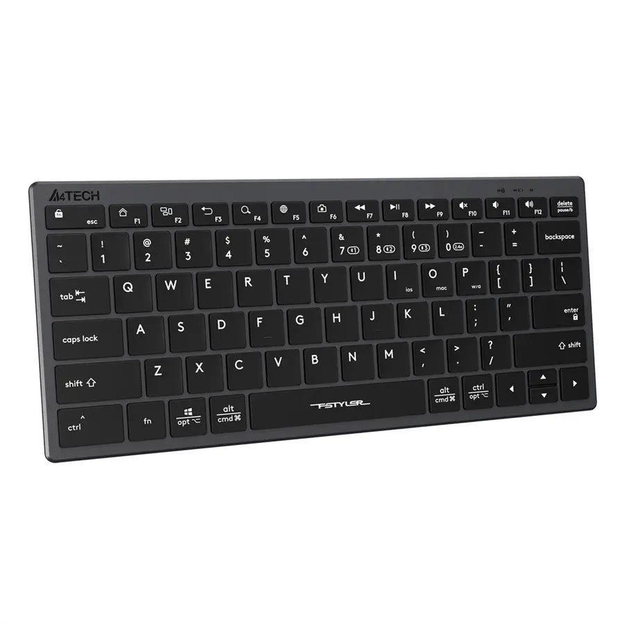 A4tech Fstyler FBX51C Dual Mode Bluetooth / 2.4G Wireless Compact Rechargeable Keyboard | Grey