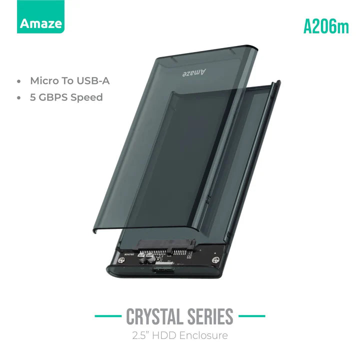 Amaze PHANTOM SERIES TRANSPARENT 2.5" HDD ENCLOSURE USB 3.0 - 5GBPS | A206m