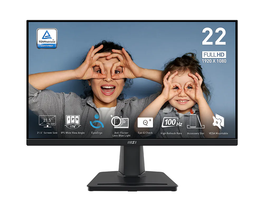 MSI PRO MP225, 21.5″ (1920×1080) FHD 100Hz, IPS Business Monitor