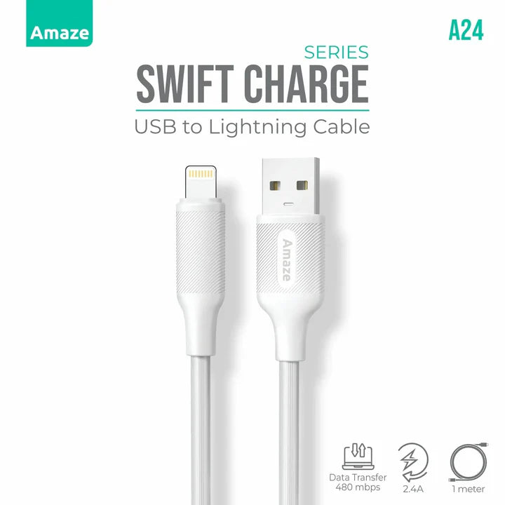 Amaze Swift Series USB to Lightning Cable 2.4A 1m | A24