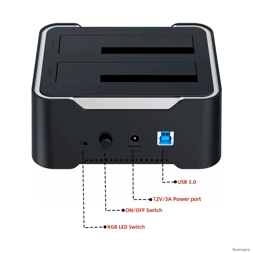 Dock Station USB 3.0 For Sata, Copy Offline 2x Hard Disks of 18TB