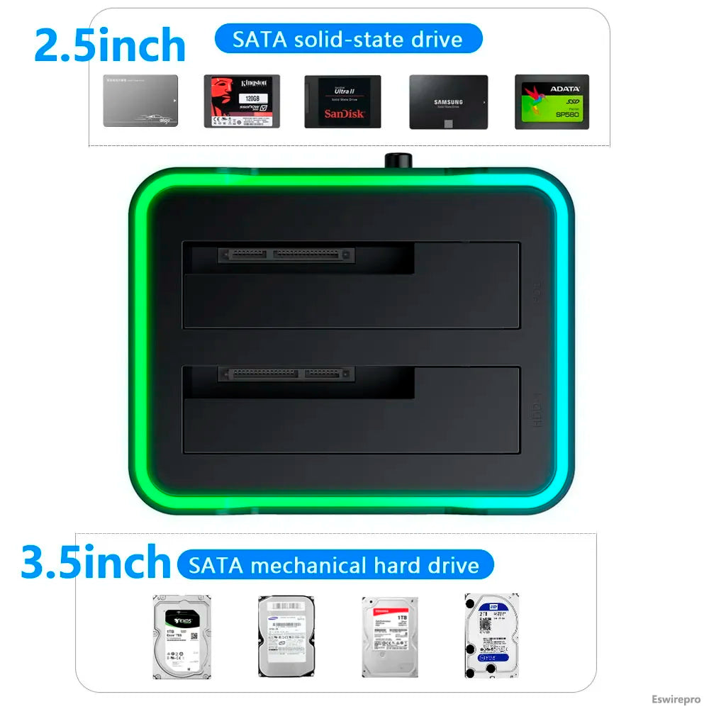 Dock Station USB 3.0 For Sata, Copy Offline 2x Hard Disks of 18TB