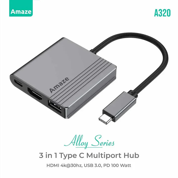 Amaze Aluminum Alloy 3-in1 Multiport Hub | A320
