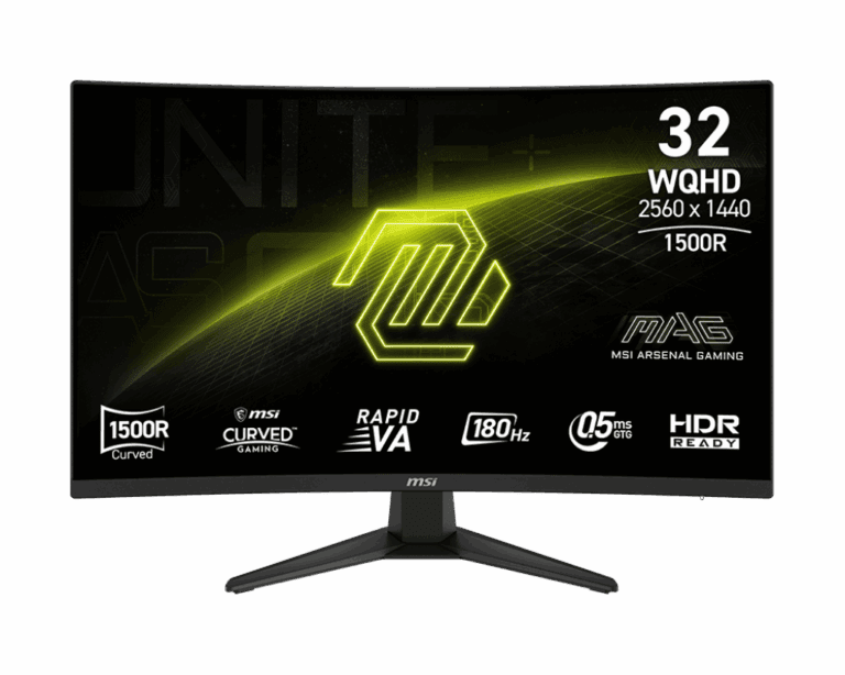 MSI MAG 321CQF E18, 32″ (2560×1440) WQHD 180Hz 0.5ms, Rapid VA Curved Gaming Monitor