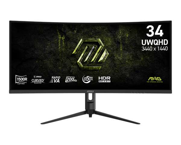 MSI MAG 342CQRF E20, 34″ 2K (3440×1440) UWQHD 200Hz 0.5ms, Rapid VA Curved Gaming Monitor