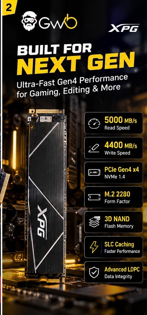 XPG GAMMIX S60 1TB PCIe Gen4 NVMe SSD