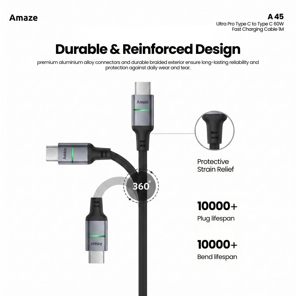 Amaze A45 Type C to Type C 60W cable