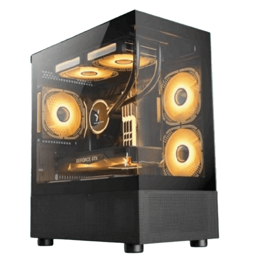 Sonic E3BL M-ATX ARGB Gaming Case (3x ARGB Fans) – Black/White