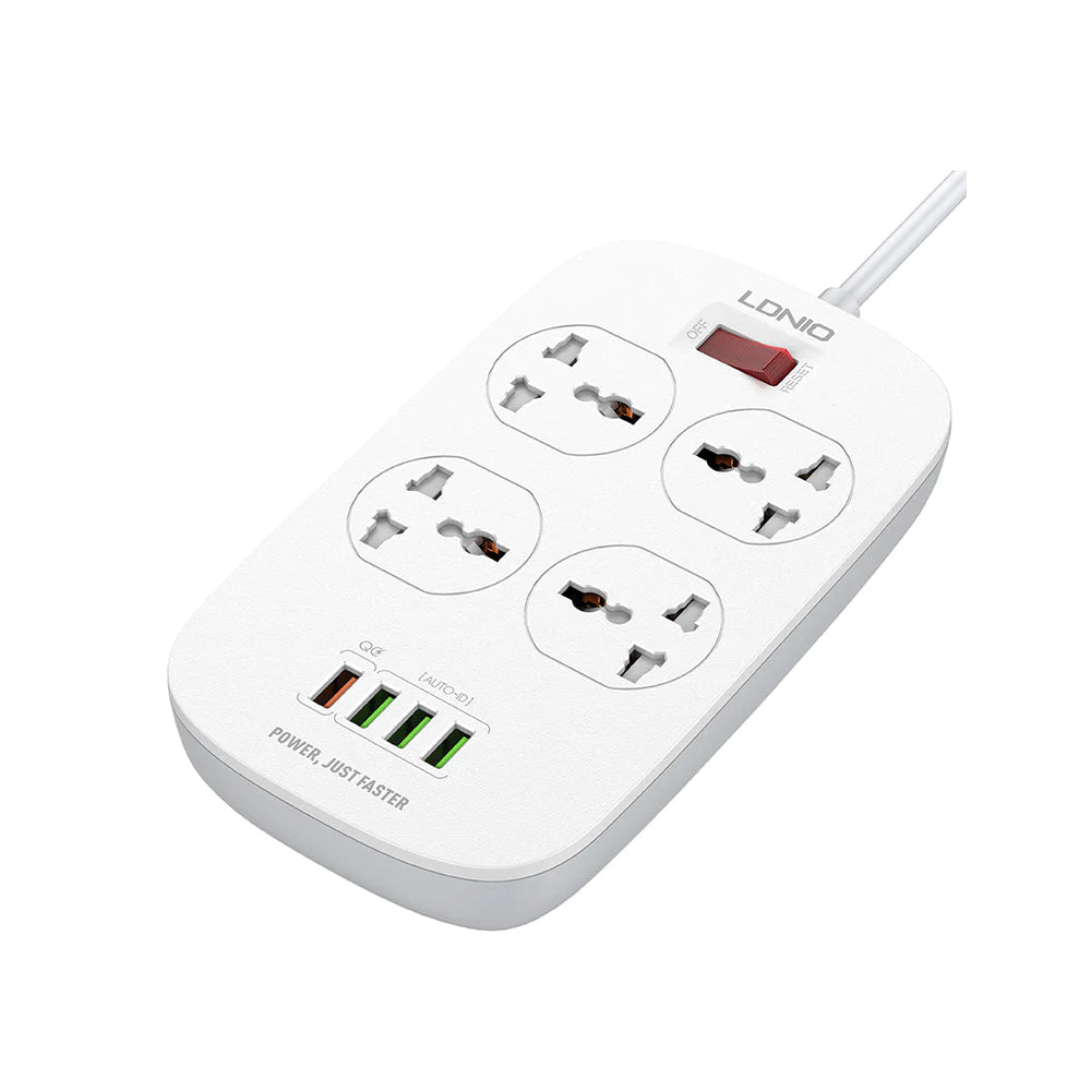 LDNIO SC4407 Fast Charging Power Strip – QC3.0 USB, Surge Protector, Universal Outlets (EU UK US)