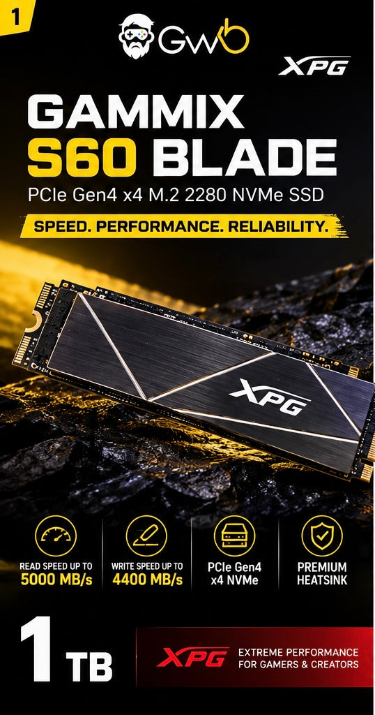 XPG GAMMIX S60 1TB PCIe Gen4 NVMe SSD - Gaming Wala Bhai