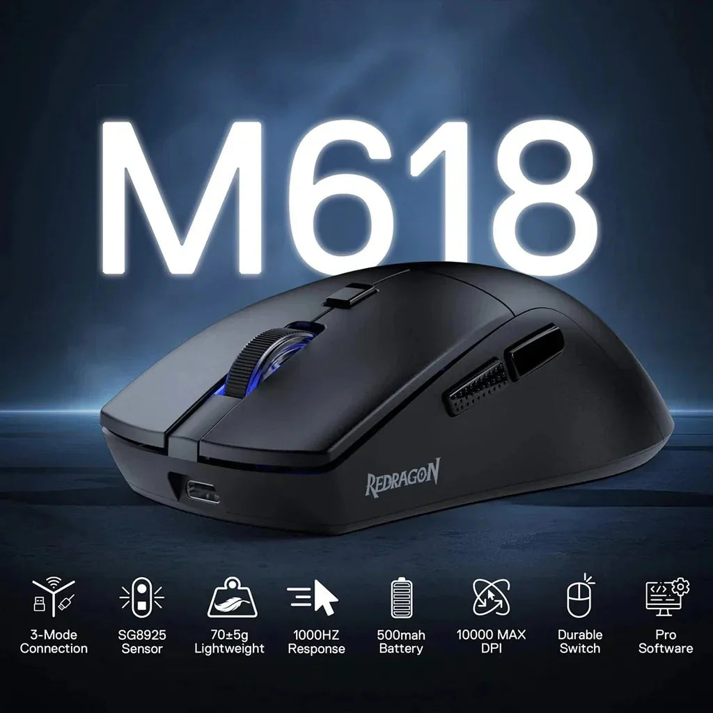 Redragon M618 AZZMACH Lite 70g Lightweight  8000 DPI Wireless Gaming Mouse
