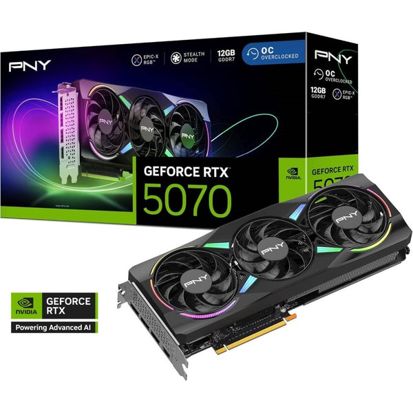 PNY GeForce RTX 5070 ARGB EPIC-X RGB OC Triple Fan Graphics Card 12GB GDDR7