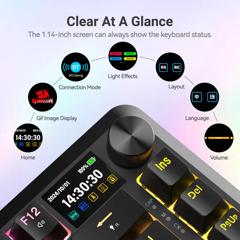 Redragon K708-RGB-PRO FLEKACT Gasket Mechanical Keyboard