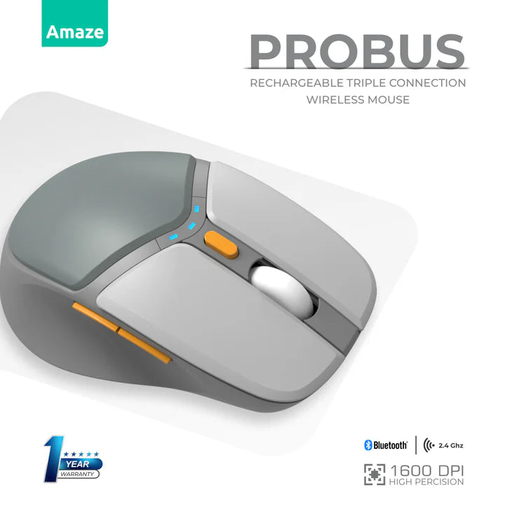 Amaze Probus Triple Connection Rechargeable Wireless Mouse | A725