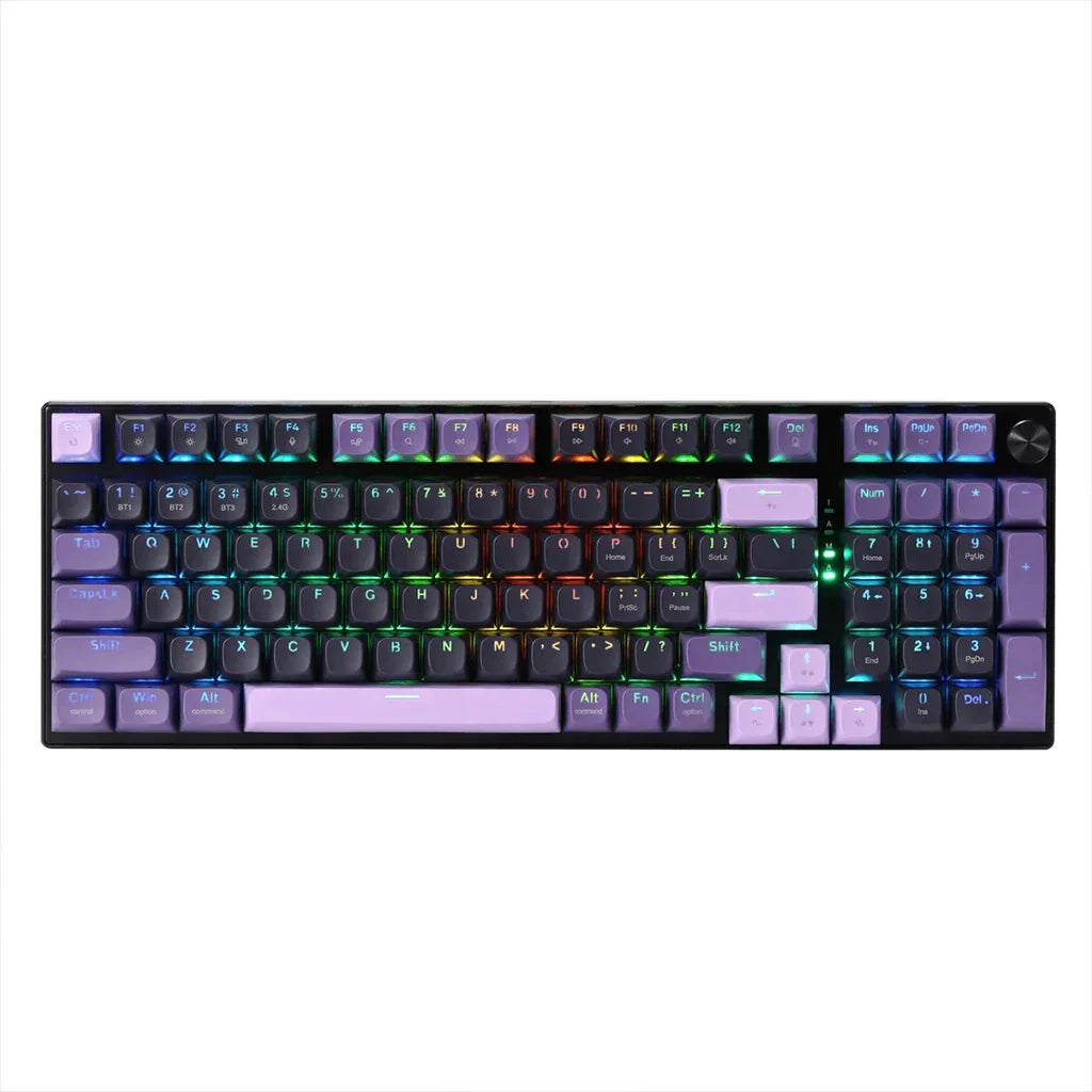 Redragon DHARMA K740 PRO Tri-Mode Mechanical Keyboard with Mambo Switches (Black & Purple)