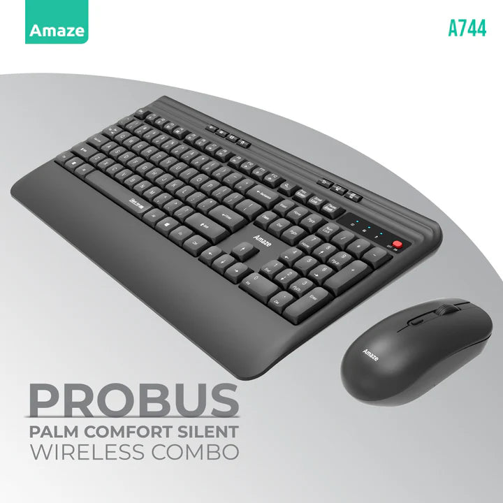 Amaze Probus A744 Palm Comfort Silent Wireless Keyboard & Mouse Combo