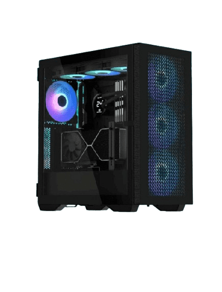 Sonic H7 ATX ARGB Gaming Case (4x ARGB Fans) - - Black/White - Gaming Wala Bhai
