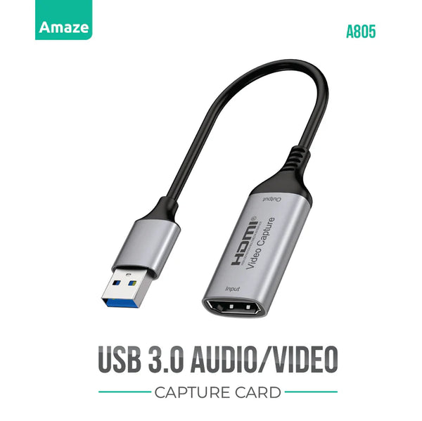 Amaze USB 3.0 TO AUDIO/VIDEO CAPTURE CARD | A805 - Gaming Wala Bhai