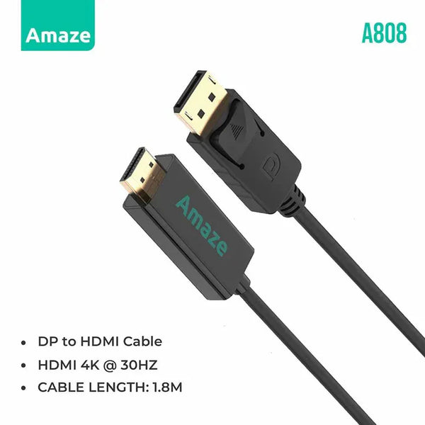 AMAZE DP TO HDMI 4K ADAPTER CABLE | A808 - Gaming Wala Bhai