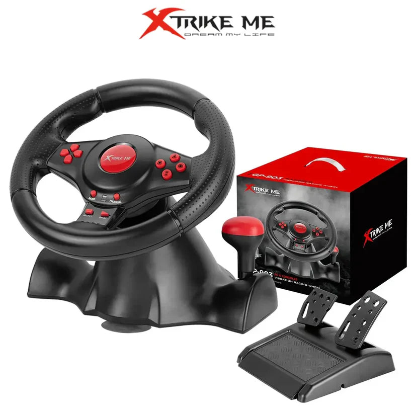 XTRIKE ME GP-903 Racing Wheel | Dual Vibration Motors | 180° Turn Angle | Realistic Gaming Experience