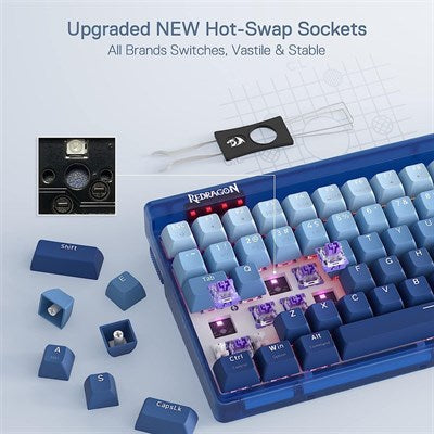 Redragon GAREN PRO K656WB-RGB-PRO |  3-Mode Wireless RGB Hot-Swappable Mechanical Gaming Keyboard - 100 Keys