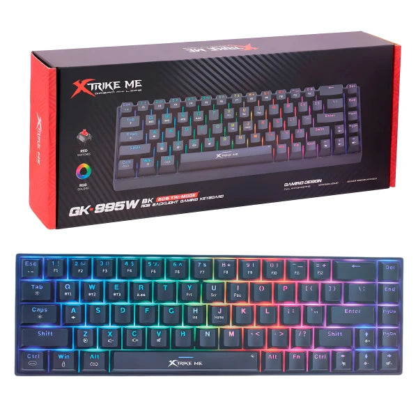 Xtrike Me Gk-995w 68 Keys Wireless 2.4g Bt5.2 Tri Mode Gaming Mechanical Keyboard Black