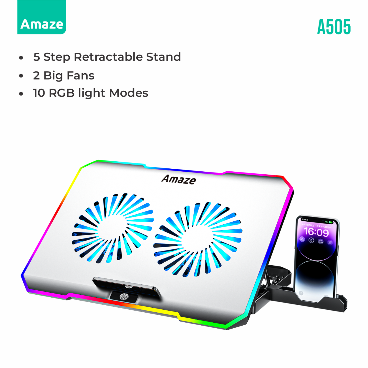 Amaze A505 Laptop RGB Cooling Stand With Two Big Fans