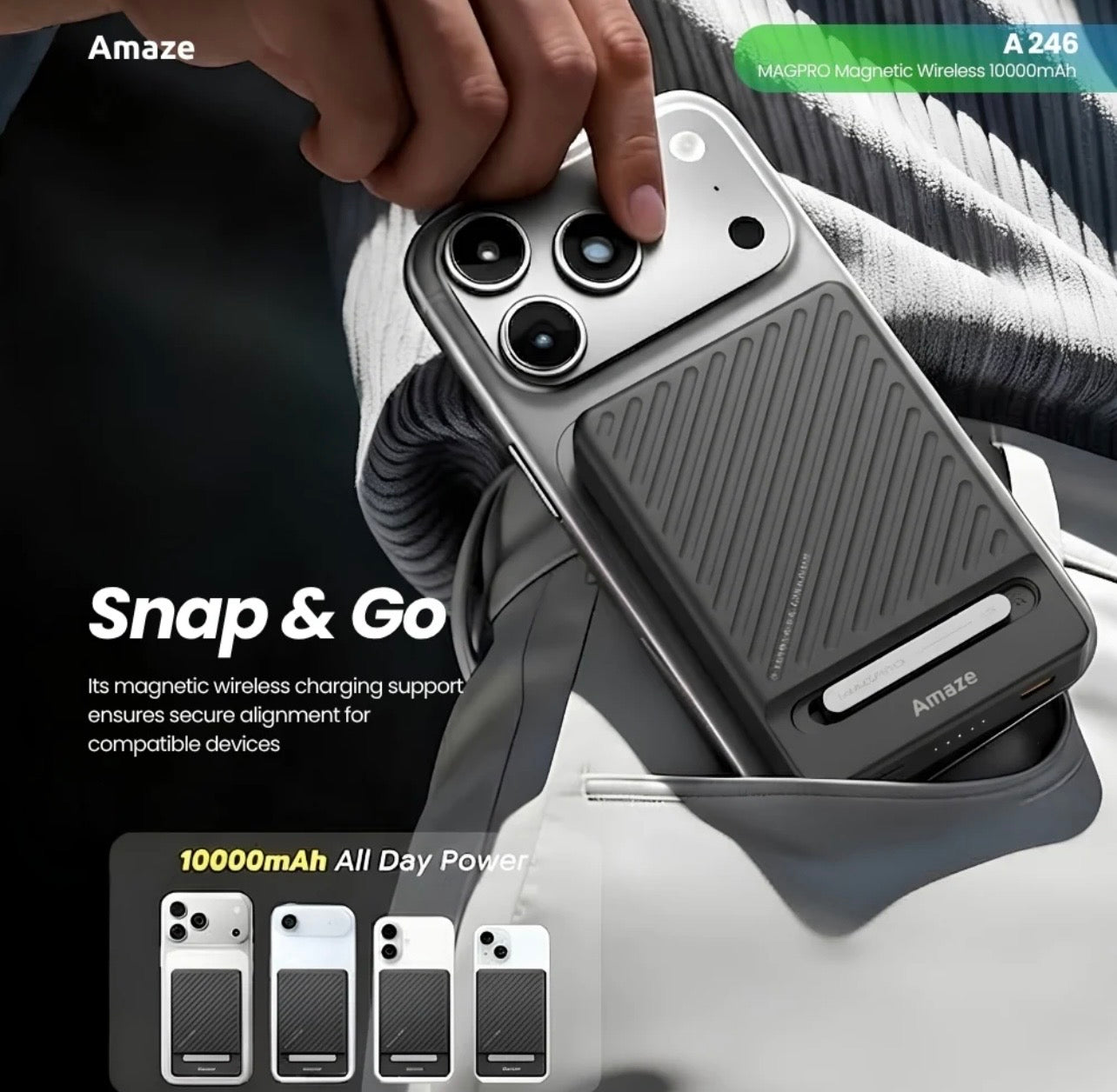 MAGPRO Magnetic Wireless 10000mAh Powerbank – A246