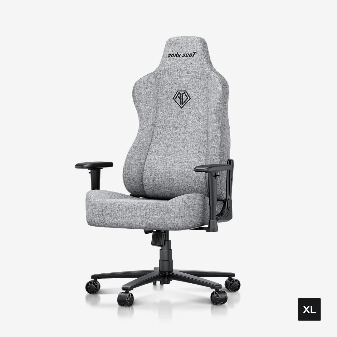 AndaSeat Novis Ultra Gaming Chair Napa Leather / Linen Fabric — XL Grey Fabric