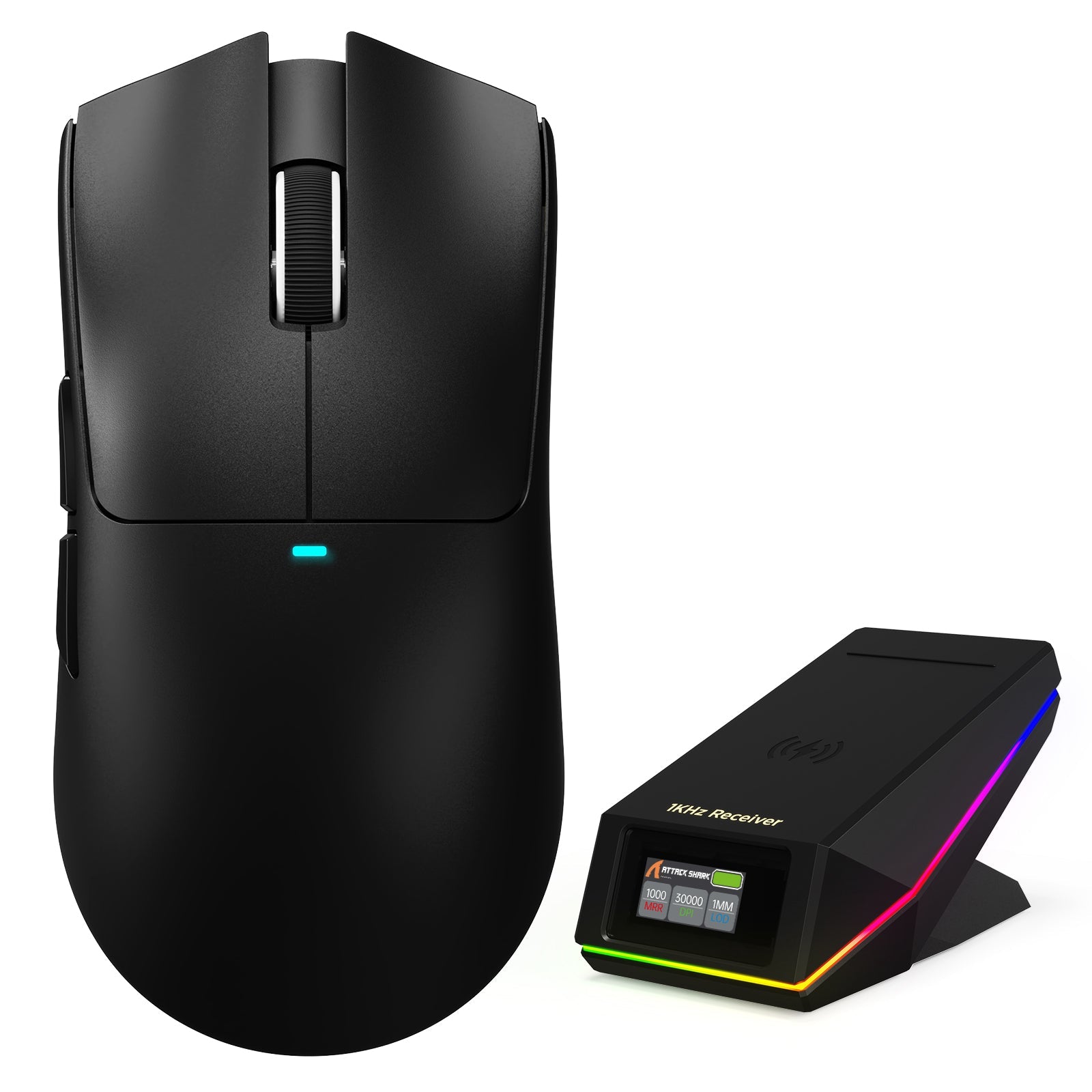 Attack Shark X11 Pro V2 black mouse with TFT charging dock