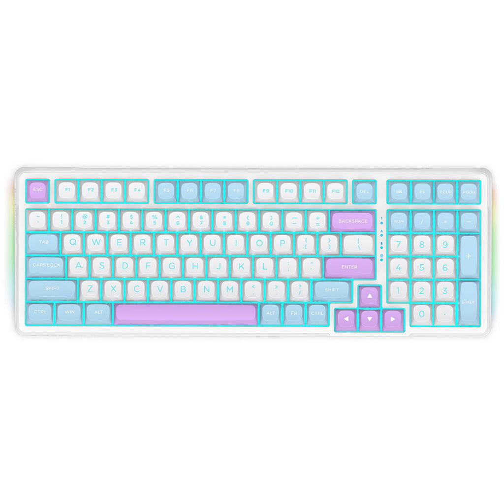 E-YOOSO Z-99 White Blue Purple keyboard angle view