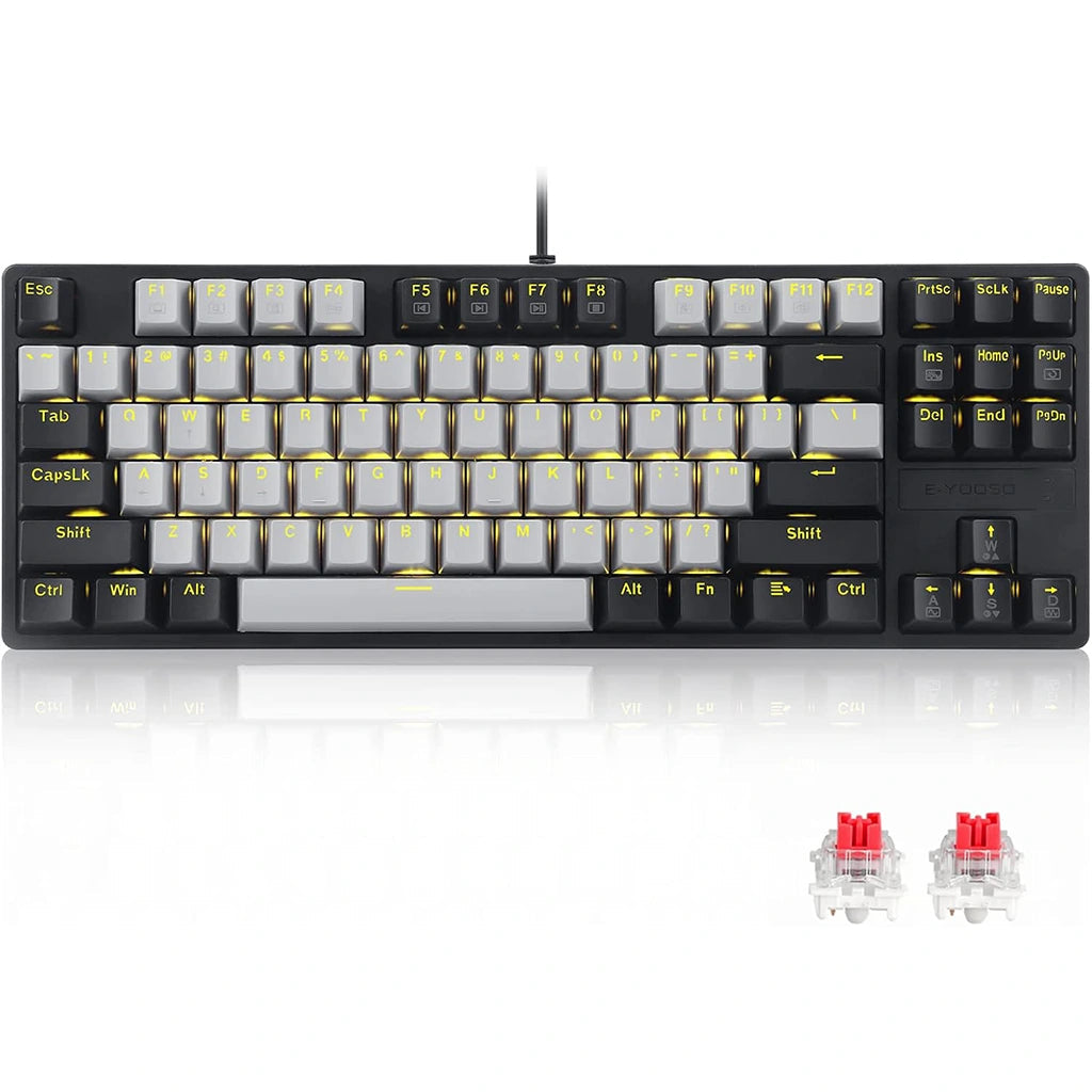 E-YOOSO Z-87 87-Key Wired Mechanical Keyboard Black Grey front view