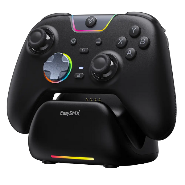 EasySMX wireless controller with charging dock front view white background