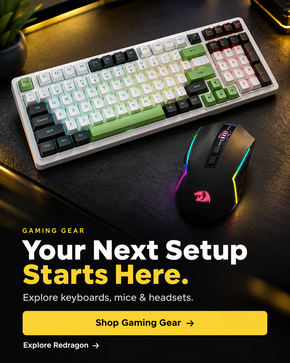 Your Next Setup Starts Here — explore keyboards, mice and headsets